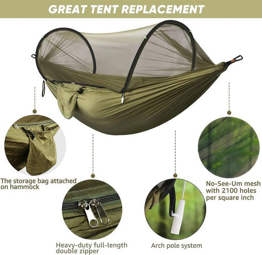 Ultra-Light Travel Camping Hammock Pop-up Net Hammock Breathable Quick-Drying Parachute