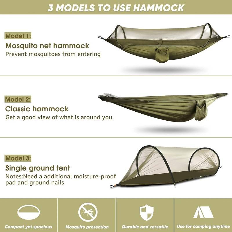 Ultra-Light Travel Camping Hammock Pop-up Net Hammock Breathable Quick-Drying Parachute